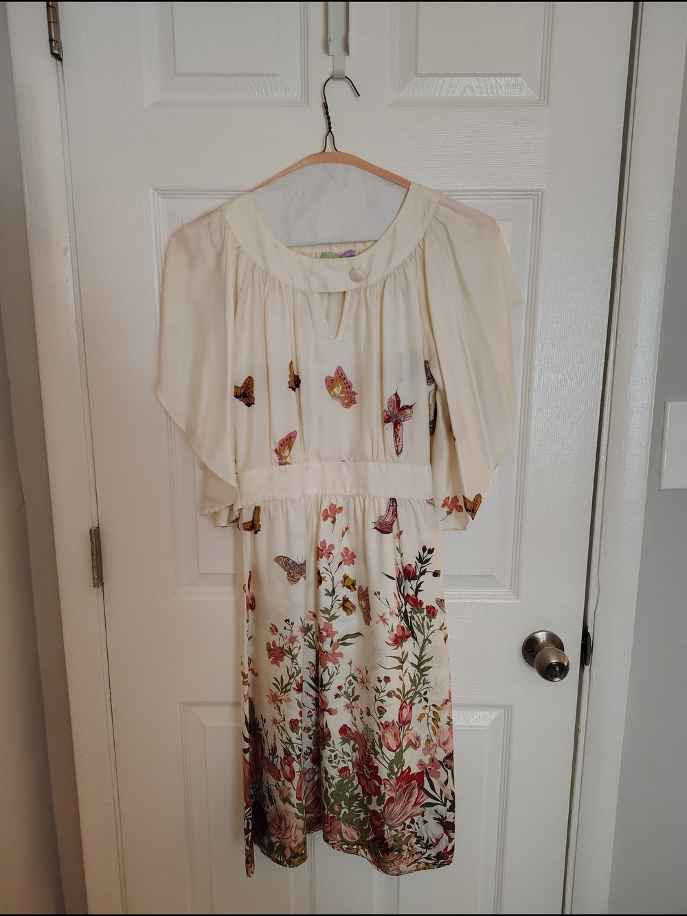 Anthropologie Butterfly Print Silk Dress + Slip